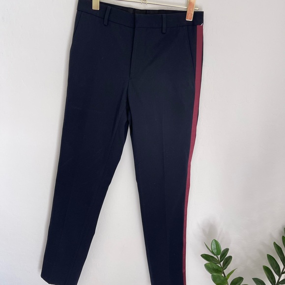 BURBERRY Men’s Wool Navy Blue Trousers/Pants With Side Stripe Sz Small NWOT - Picture 2 of 10